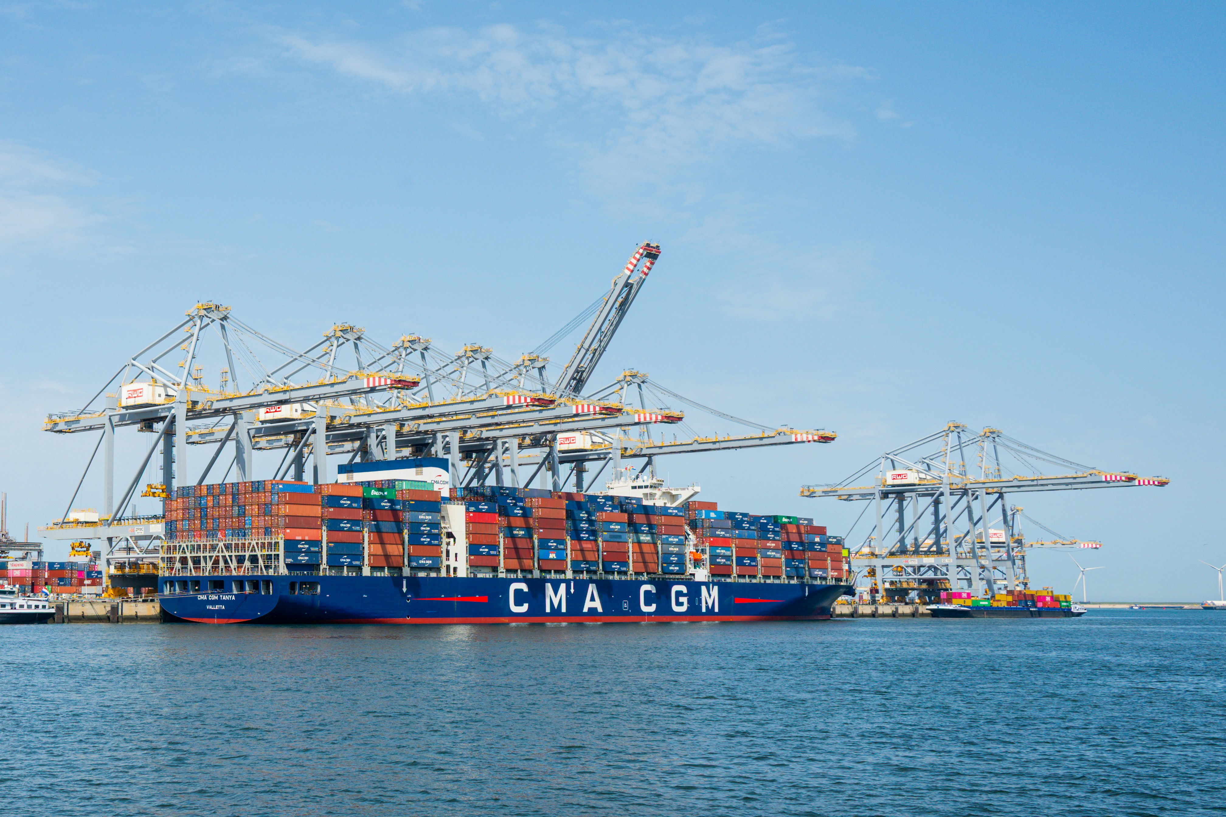 Container ship at a maritime terminal